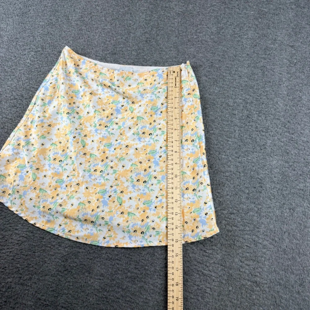 Princess Polly Mini Skirt Women's 4 Yellow Floral A-Line Lined Side Zip